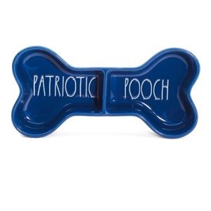 NWT Rae Dunn Patriotic Pooch Bone Shape Dog Bowl